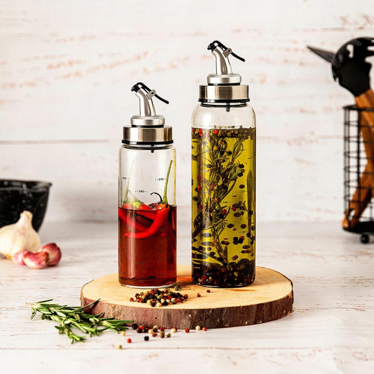 Oliera Graduata in Vetro trasparente con ugello antigoccia in Acciaio Inox 200 ml - 3