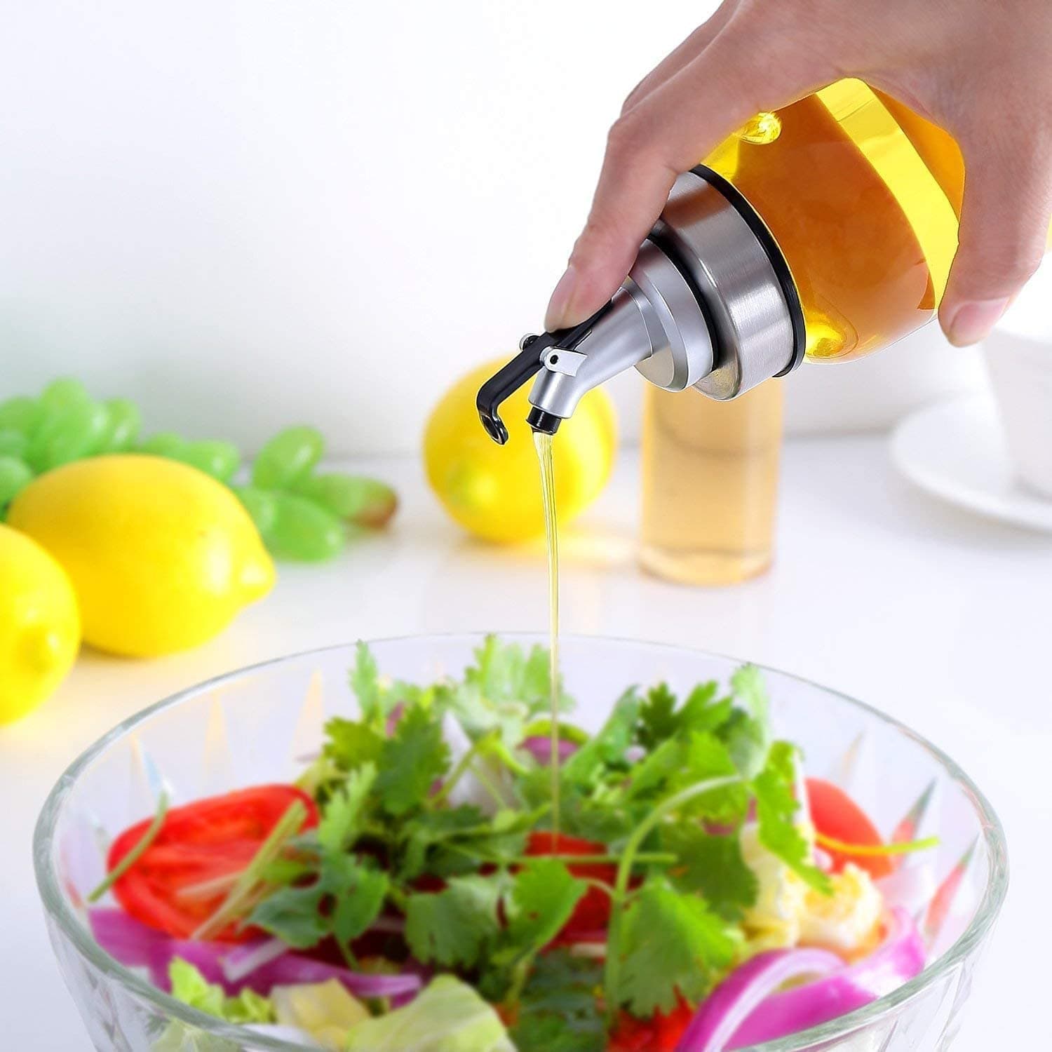 Oliera Graduata in Vetro trasparente con ugello antigoccia in Acciaio Inox 200 ml - 4