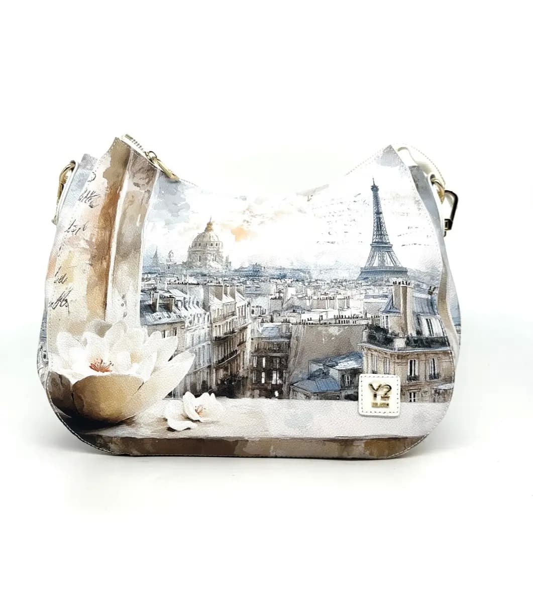 Ynot borsa donna a spalla Paris Dream stampa Parigi - 5