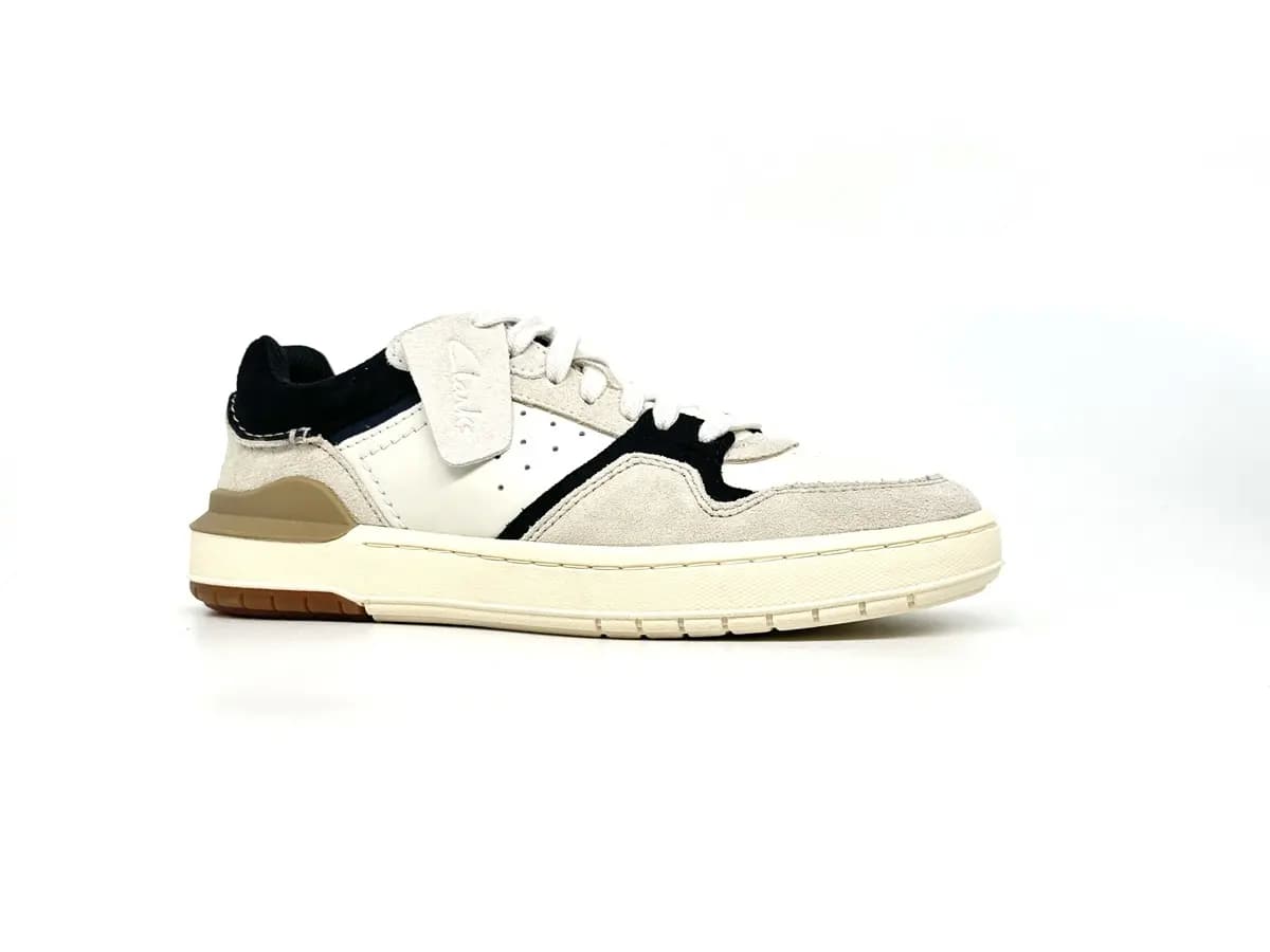 Clarks sneakers uomo Courtlite2 Lo in pelle bianca con dettagli blu - 7