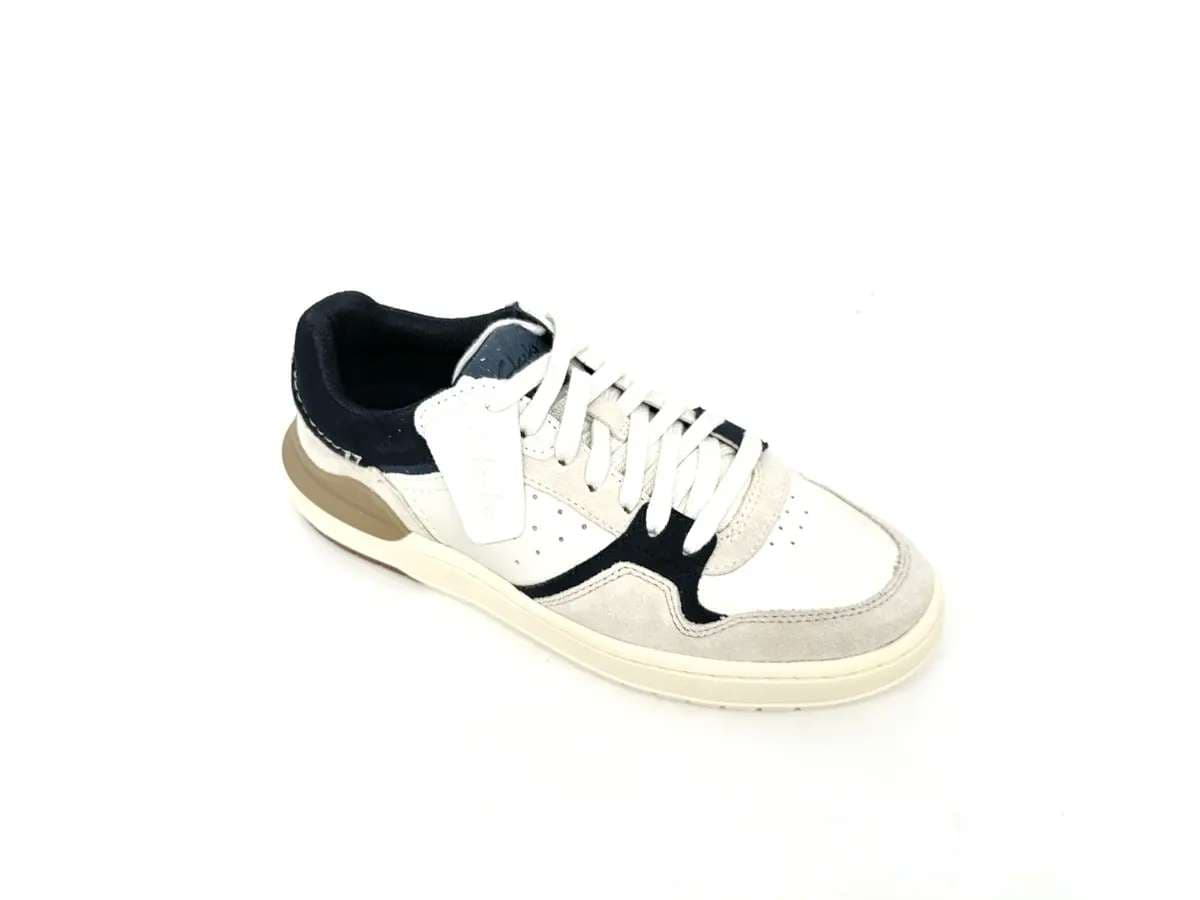 Clarks sneakers uomo Courtlite2 Lo in pelle bianca con dettagli blu - 3