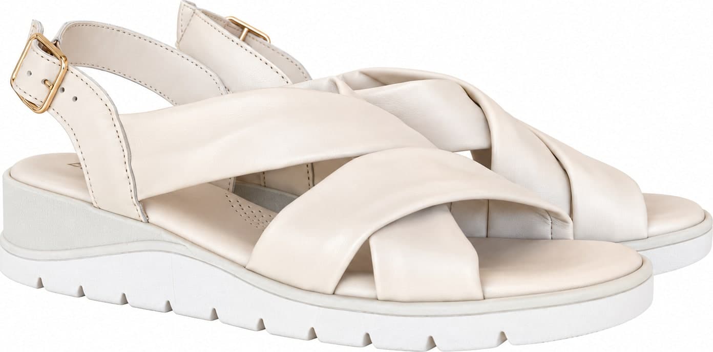 Luxdive sandali donna fasce incrociate beige con cinturino - 3
