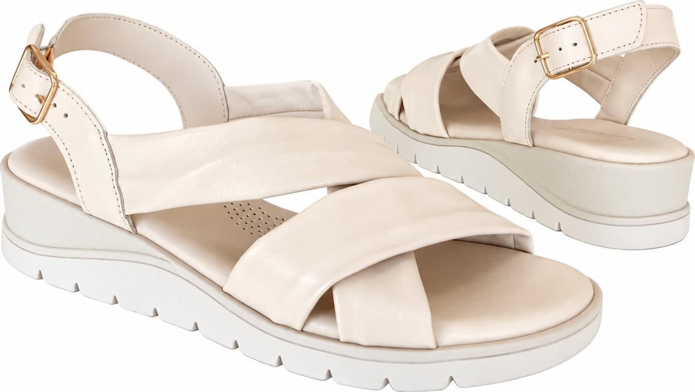 Luxdive sandali donna fasce incrociate beige con cinturino - 6