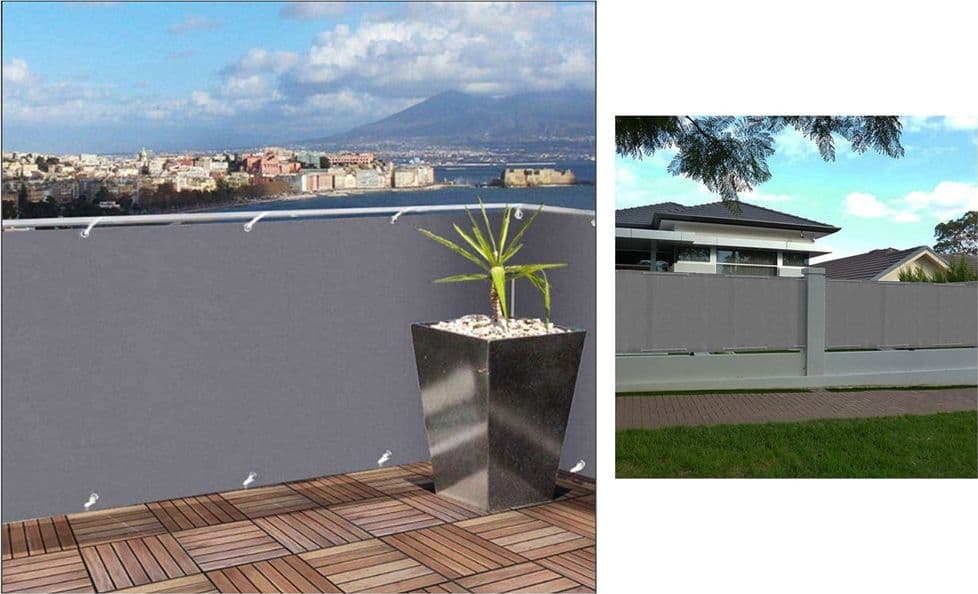 TELO COPERTURA RINGHIERA BALCONE GRIGIO 85X500CM FRANGIVISTA PROTEZIONE VENTO POLIETILENE - 6