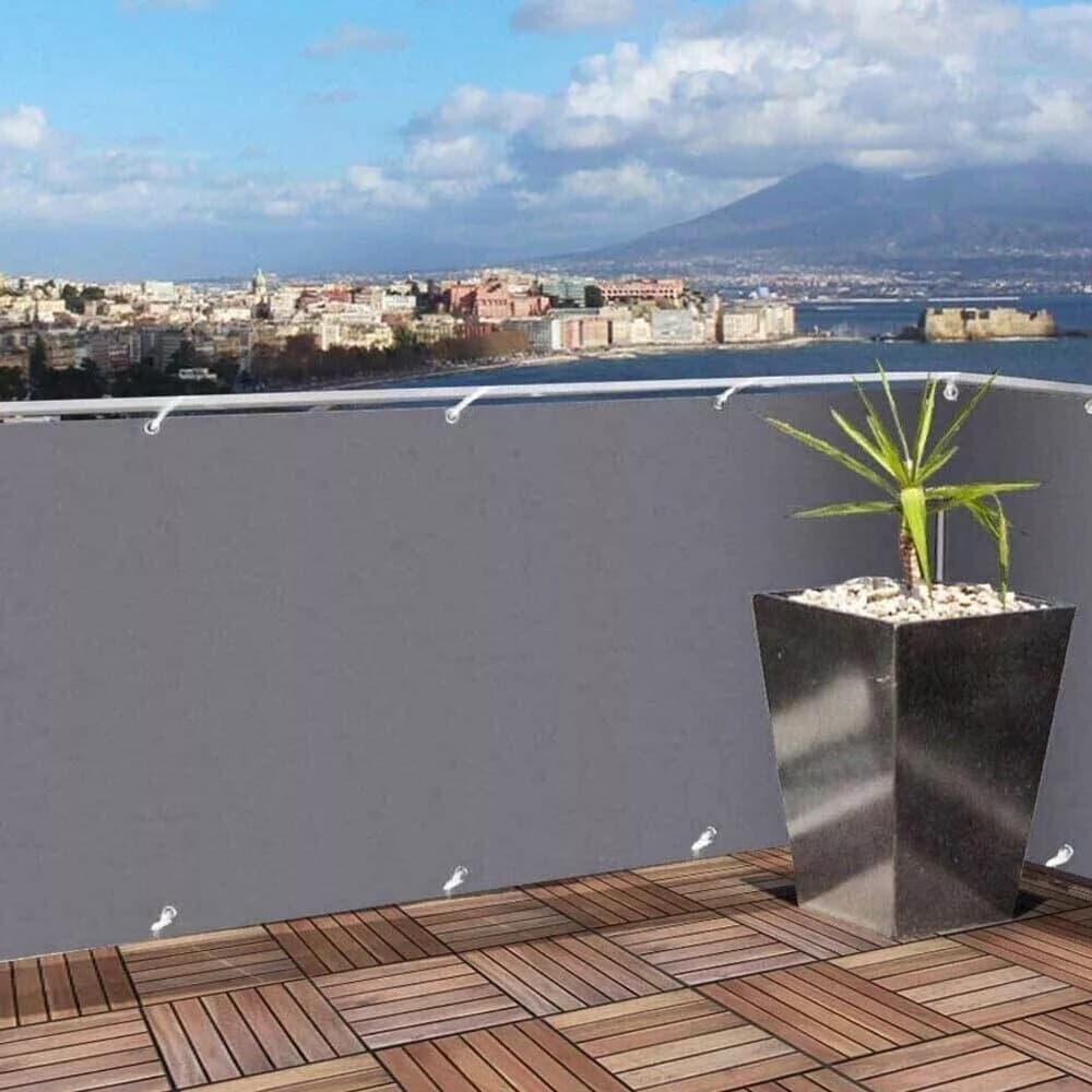 TELO COPERTURA RINGHIERA BALCONE GRIGIO 85X500CM FRANGIVISTA PROTEZIONE VENTO POLIETILENE - 9