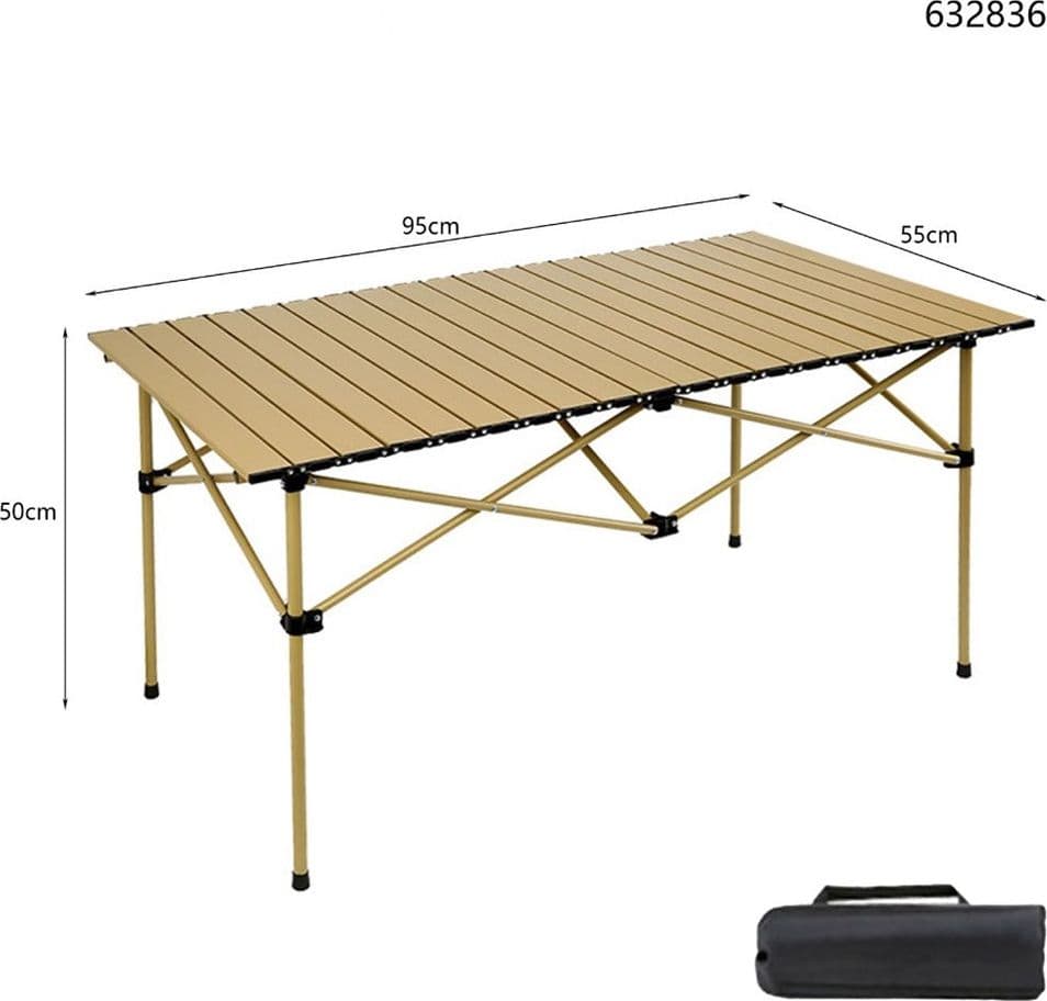 TAVOLO DA CAMPEGGIO PIEGHEVOLE DA ESTERNO PORTATILE GIARDINO BALCONE PIC NIC BEIGE 632836 - 3