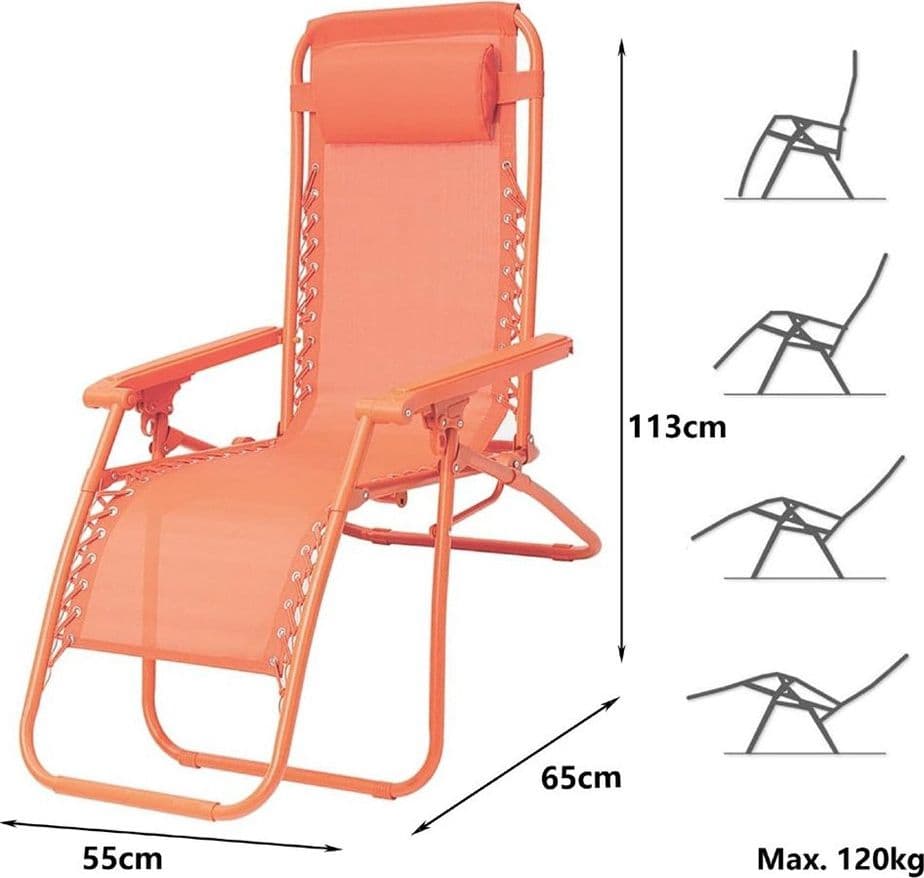 SEDIA SDRAIO IN TEXTILENE PIEGHEVOLE RECLINABILE CON POGGIATESTA DA GIARDINO COLORATA - 15