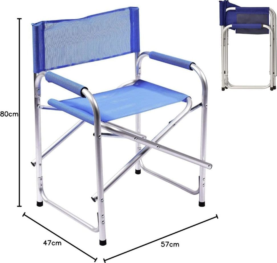 SEDIA REGISTA IN ALLUMINIO TESSUTO OXFORD PIEGHEVOLE CON BRACCIOLI BLU CAMPEGGIO 512027 - 2