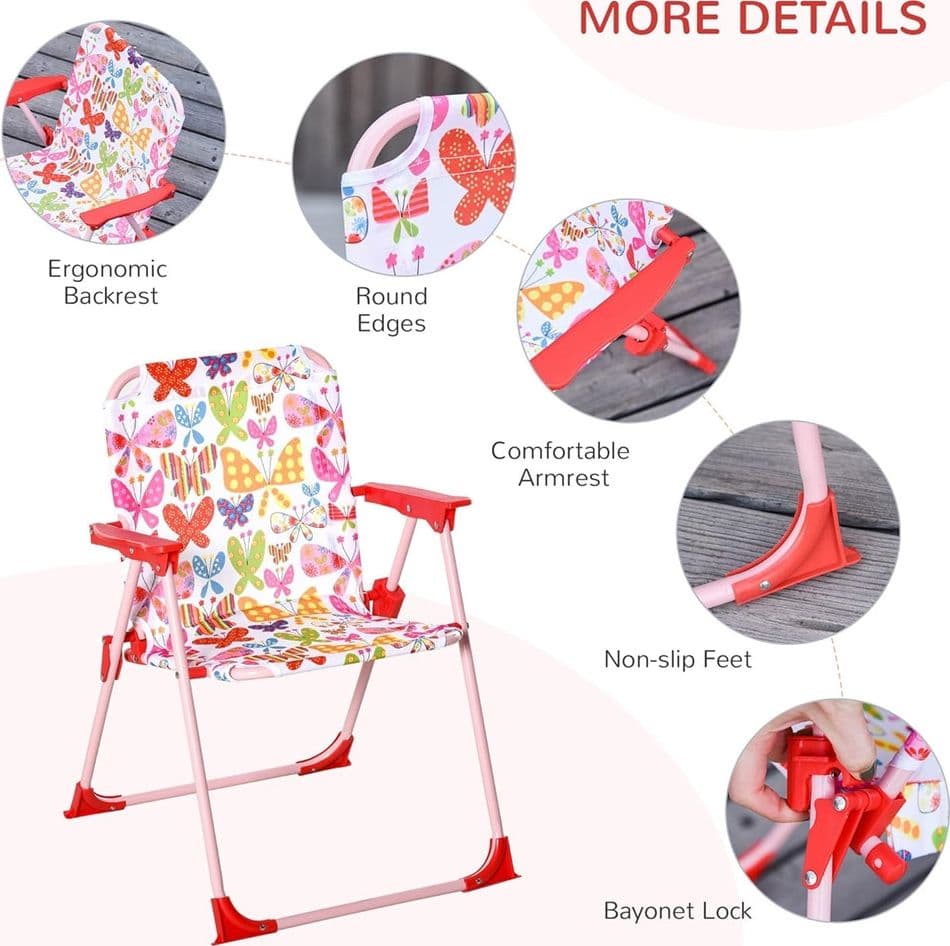SET TAVOLO SEDIA BISTROT PER BAMBINI MOTIVO FARFALLA GIARDINO CORTILE CON OMBRELLONE 529027 - 5