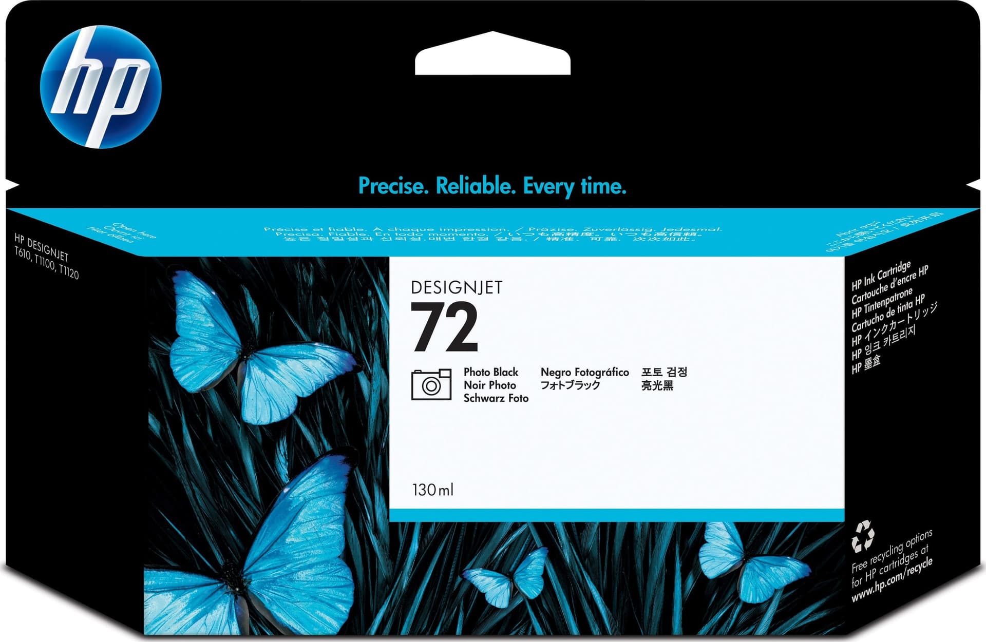 130ml Dye PBK for HP Designjet T1100,T1200,T1300,T2300,72 - 2