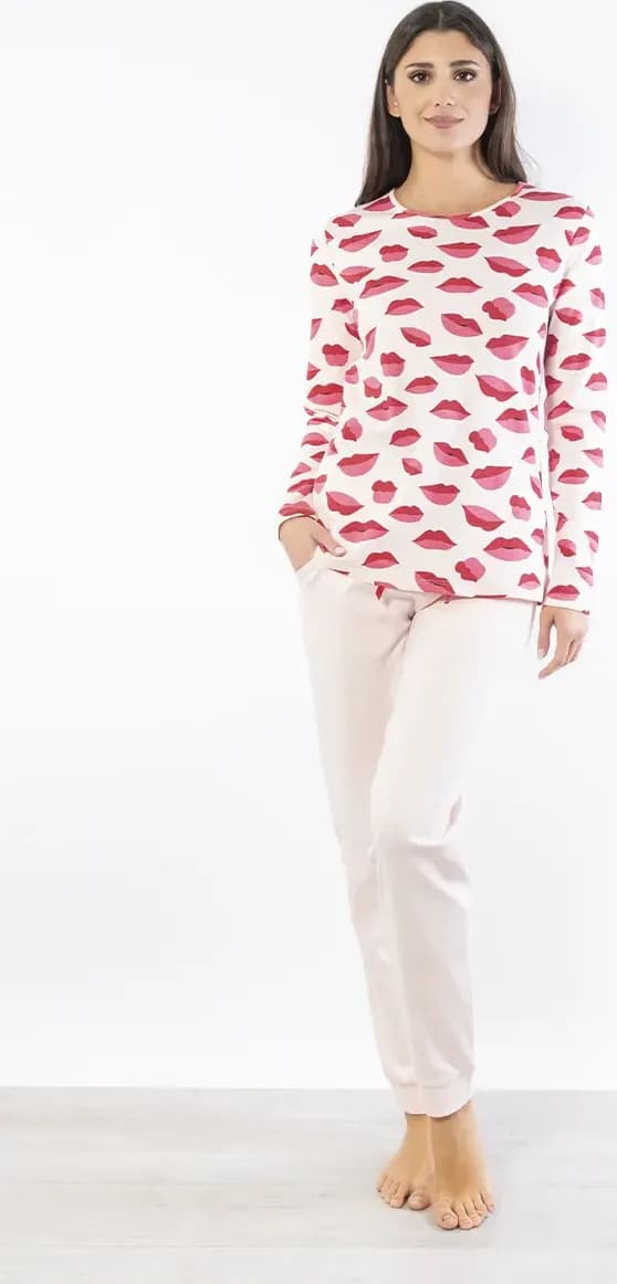 VERDISSIMA | Pigiama maglia girocollo e pantalone polsini Kisses - 1