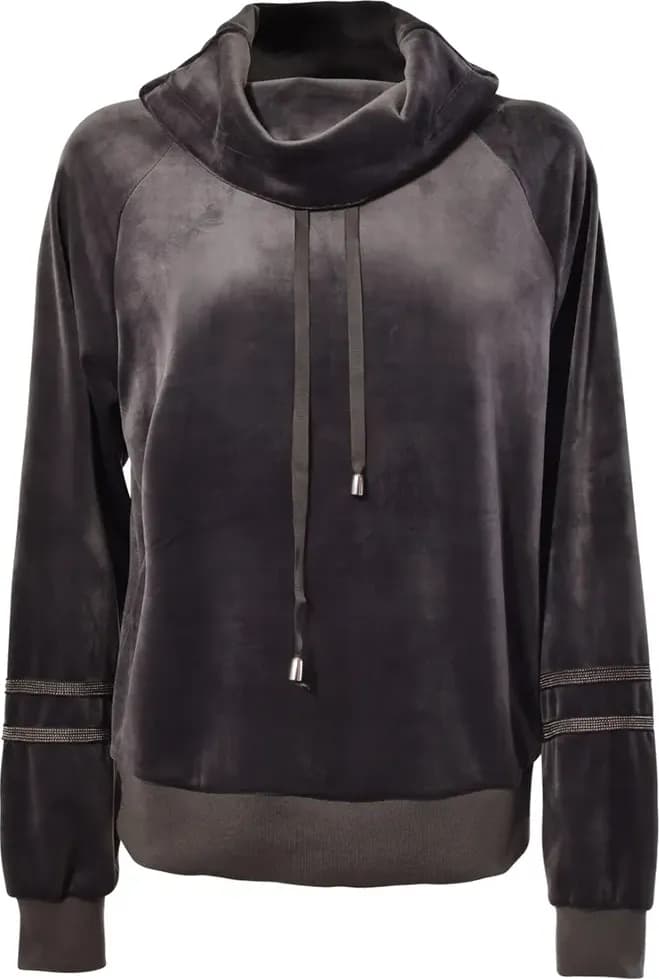 VERDISSIMA | Maglia con strass e collo coulisse Ciniglia - 2