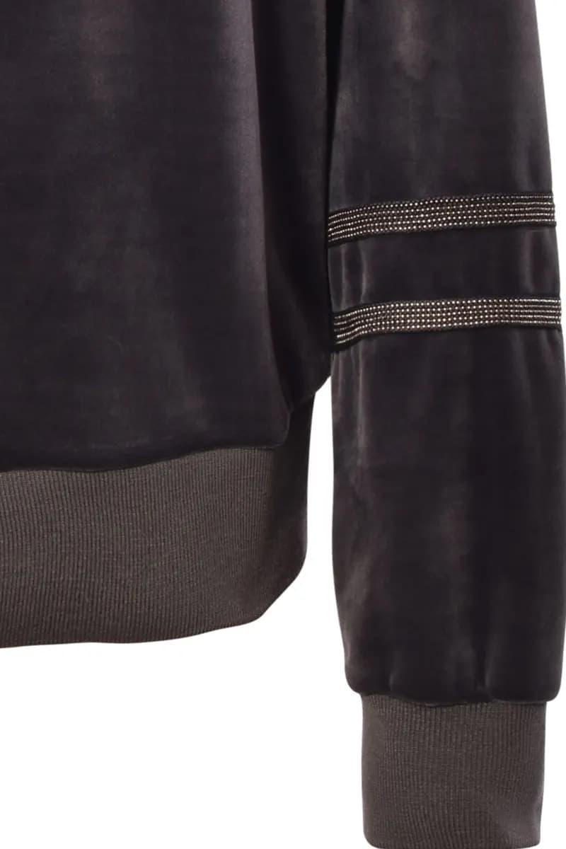 VERDISSIMA | Maglia con strass e collo coulisse Ciniglia - 3