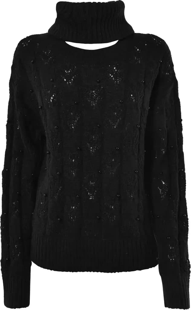 VERDISSIMA | Maglia girocollo con collo removibile Maglia Operata - 2