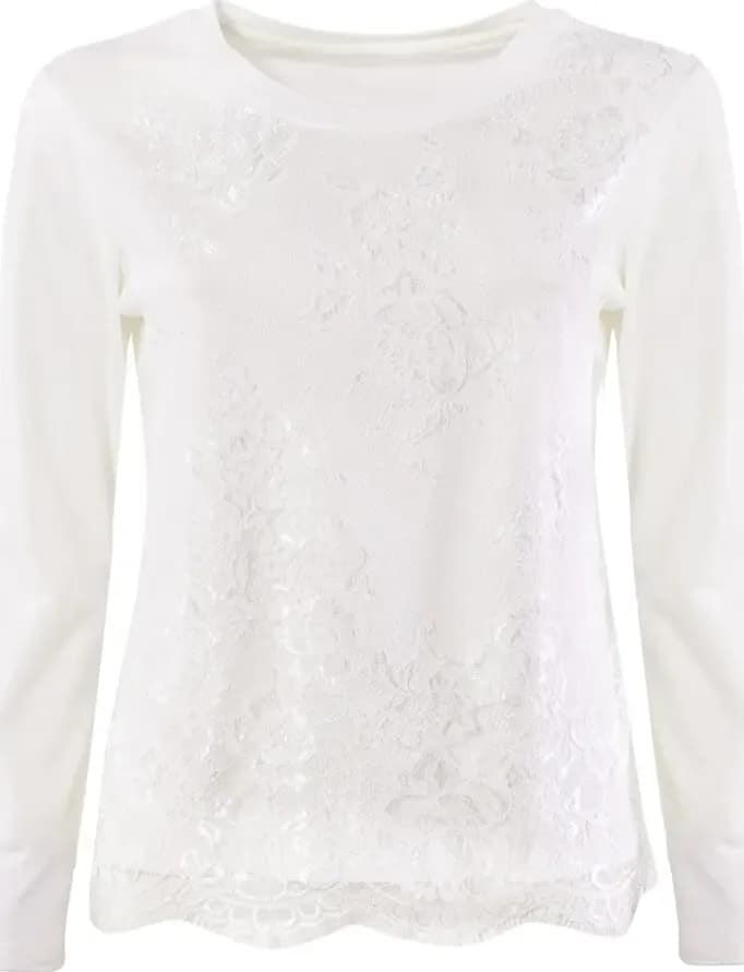 VERDISSIMA | Maglia girocollo pizzo frontale T-shirt - 2
