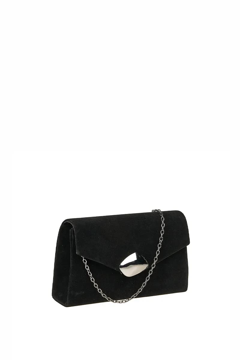 VERDE FASHION | Pochette scamosciata con pattina - 3