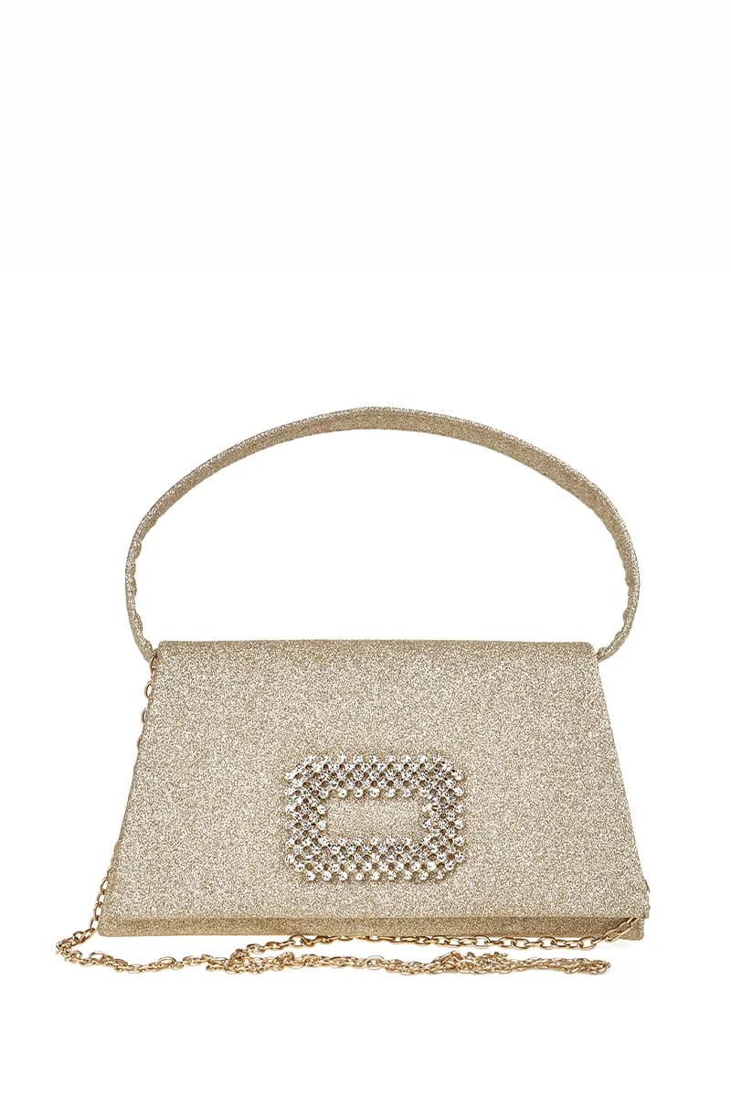 VERDE FASHION | Pochette lurex con pattina e strass - 14