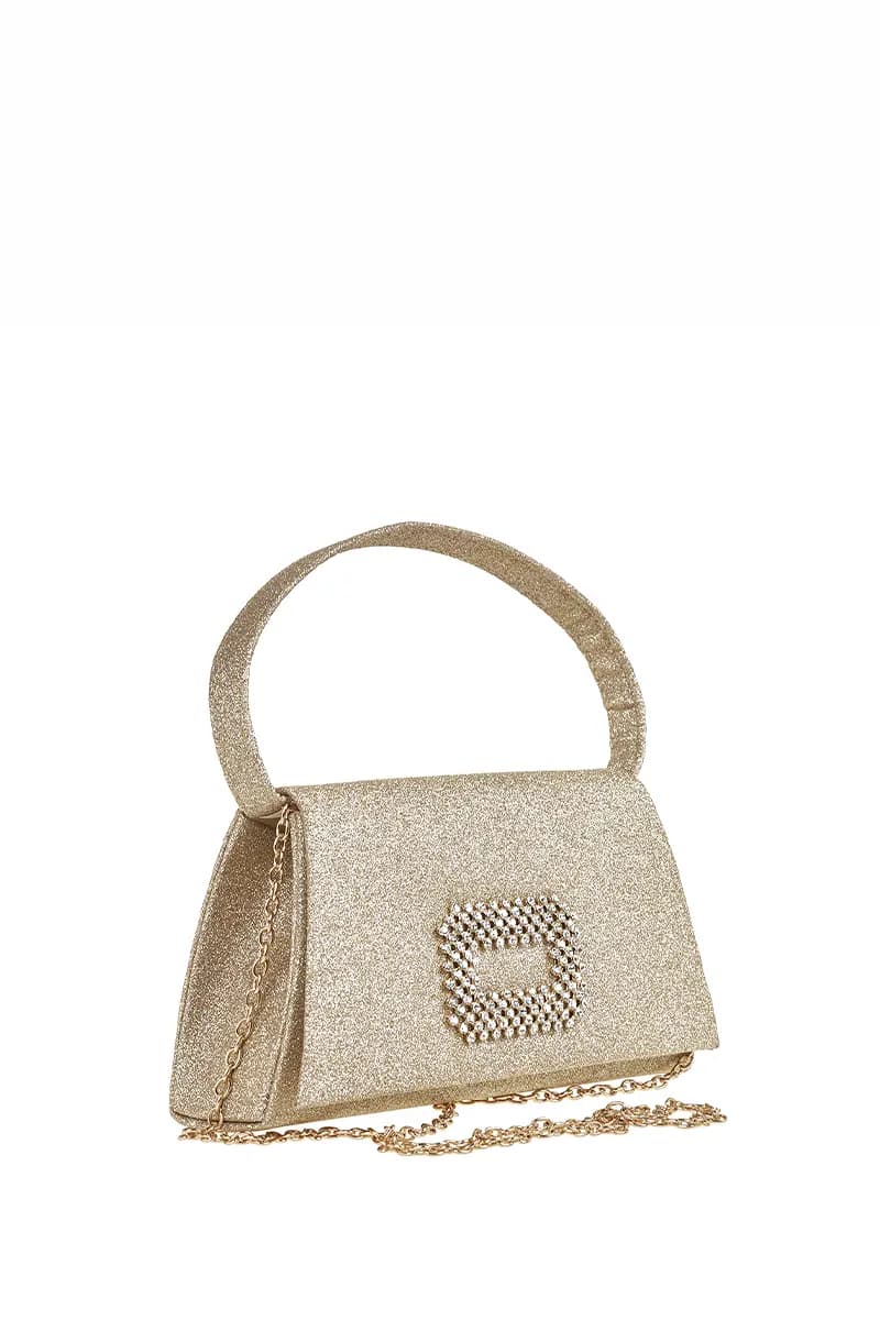 VERDE FASHION | Pochette lurex con pattina e strass - 3