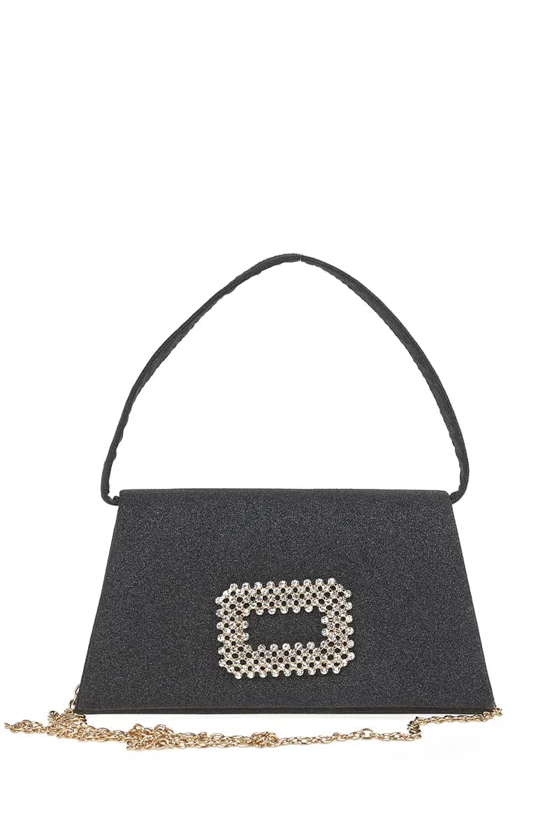 VERDE FASHION | Pochette lurex con pattina e strass - 5