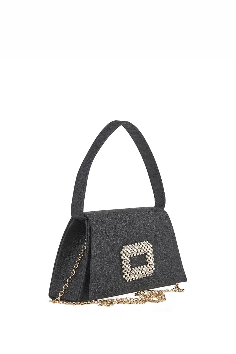 VERDE FASHION | Pochette lurex con pattina e strass - 7