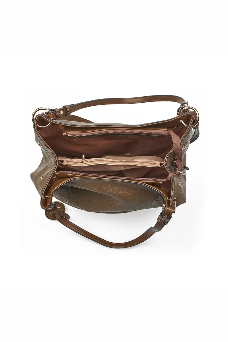 VERDE FASHION | Borsa a spalla morbida tre scomparti - 4