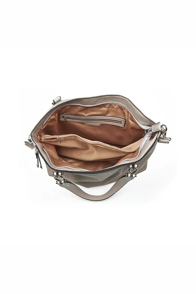 VERDE FASHION | Borsa a spalla morbida rettangolare con zip - 8