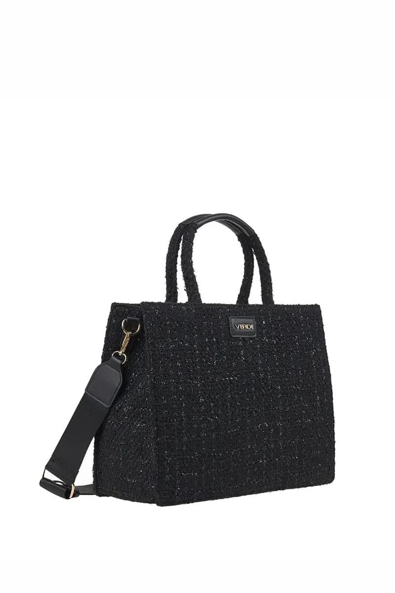 VERDE FASHION | Tote bag tessuto tweed con tracolla - 3