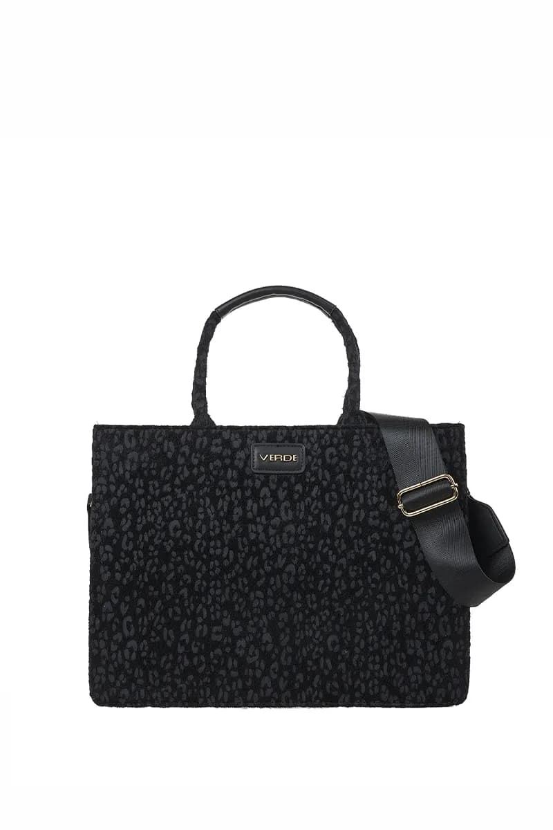 VERDE FASHION | Tote bag tessuto maculato con tracolla - 5