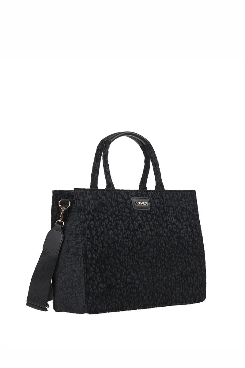 VERDE FASHION | Tote bag tessuto maculato con tracolla - 3