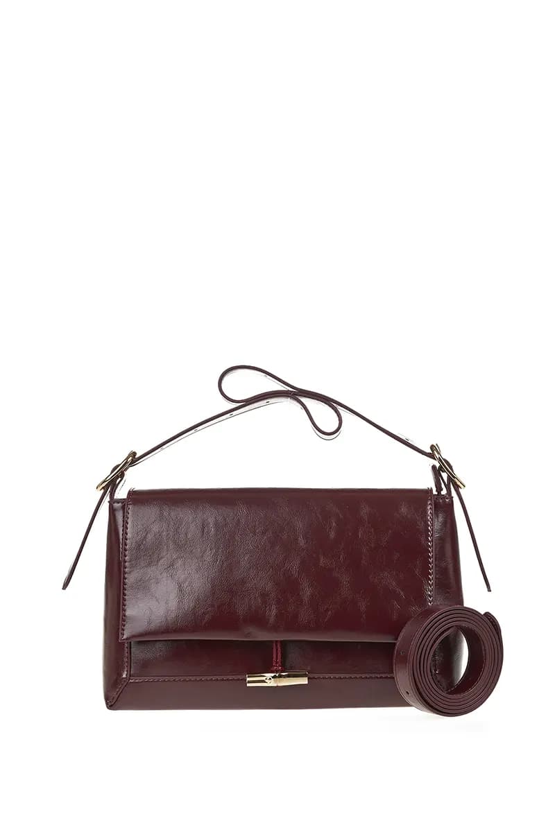 VERDE FASHION | Borsa a spalla in ecopelle semilucida - 1