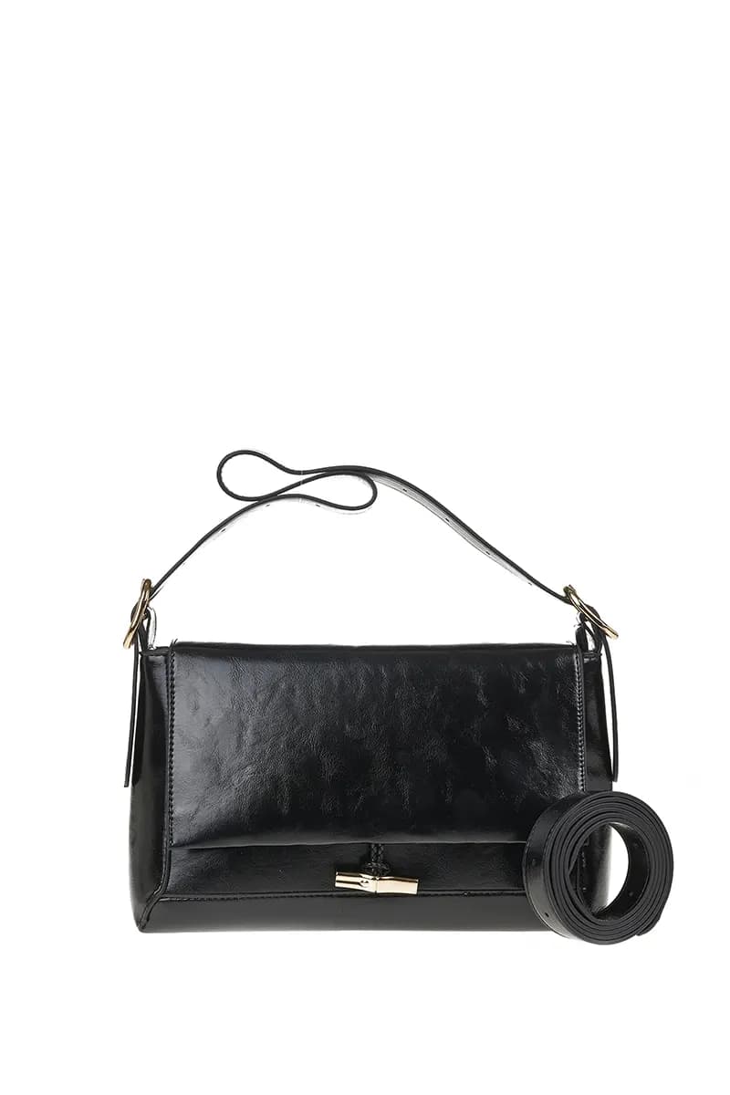 VERDE FASHION | Borsa a spalla in ecopelle semilucida - 5