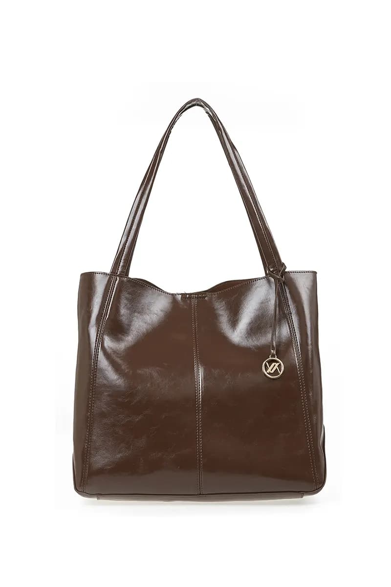 VERDE FASHION | Borsa shopper in ecopelle semilucida - 1