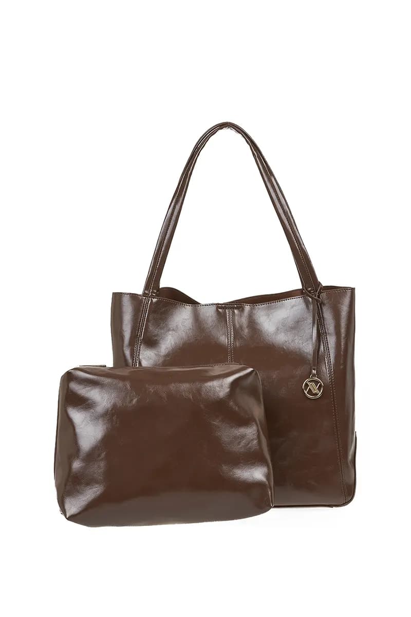 VERDE FASHION | Borsa shopper in ecopelle semilucida - 2