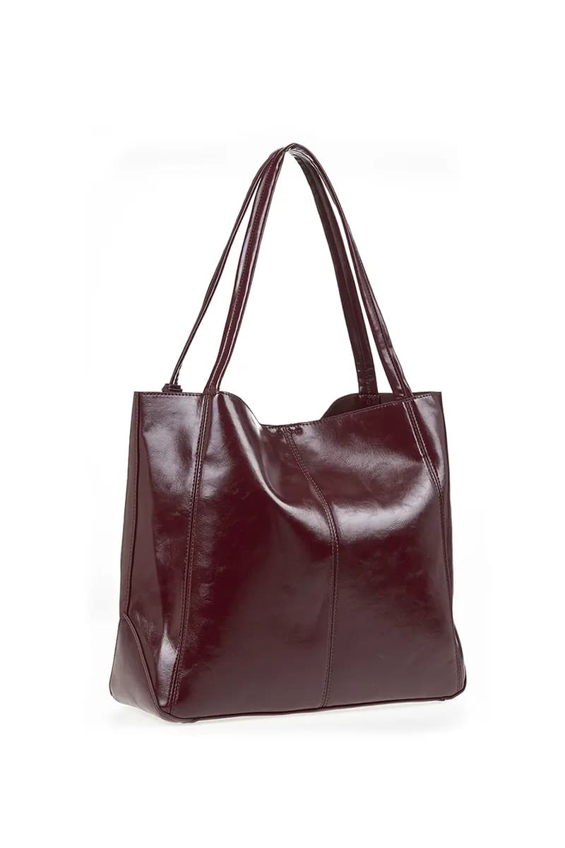 VERDE FASHION | Borsa shopper in ecopelle semilucida - 13