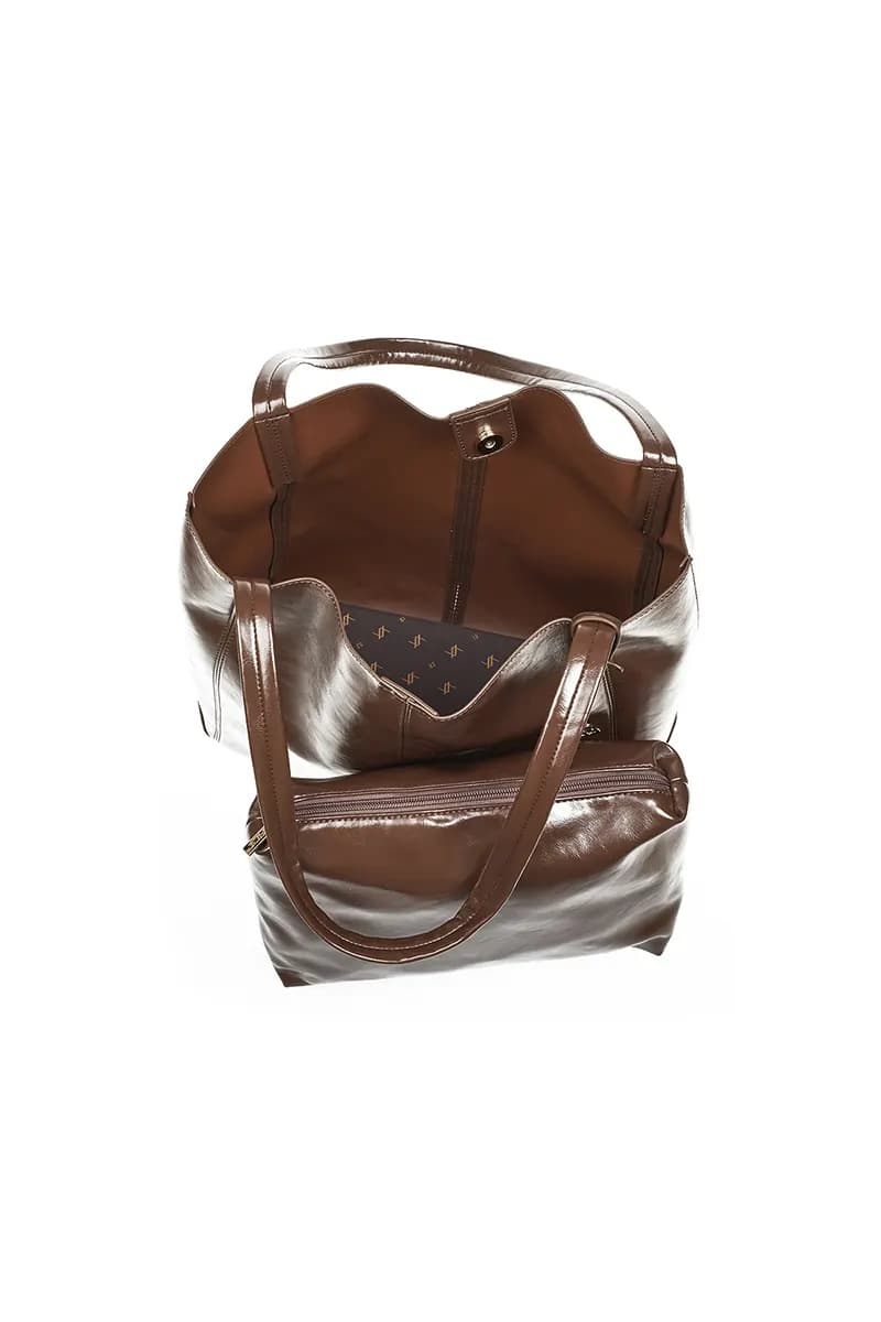 VERDE FASHION | Borsa shopper in ecopelle semilucida - 5