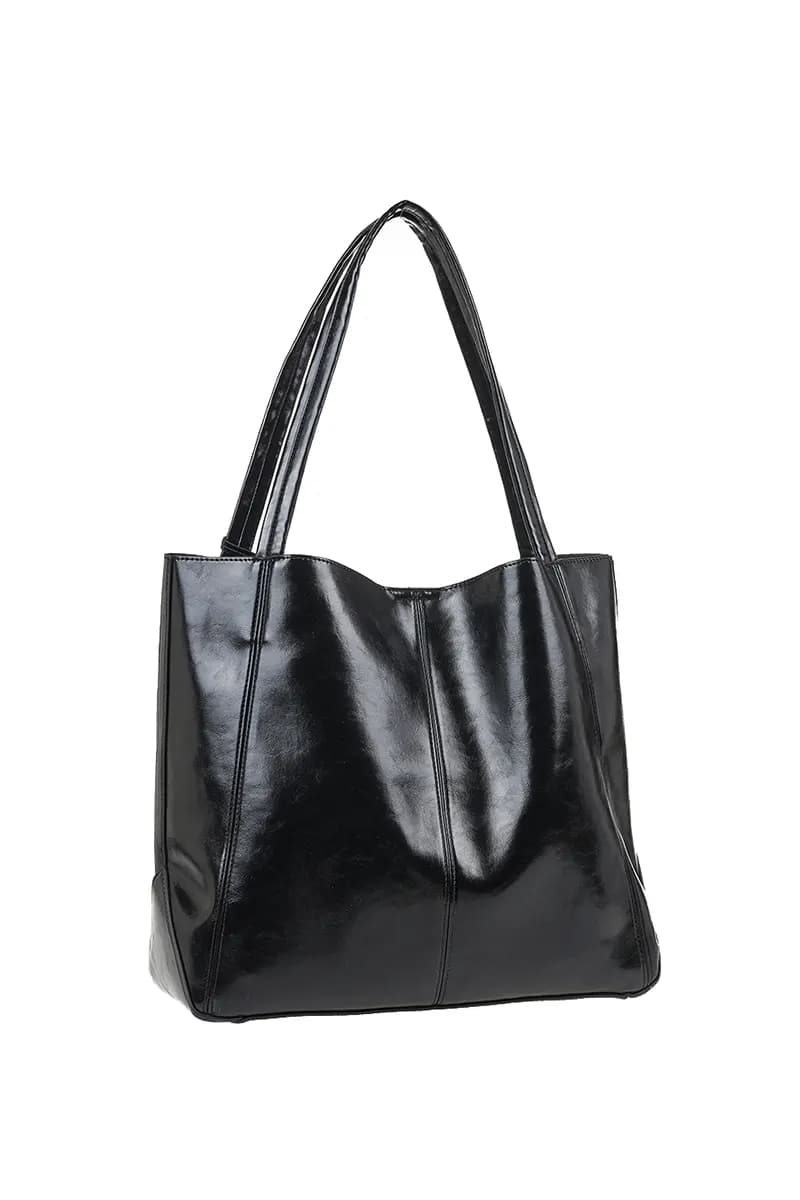 VERDE FASHION | Borsa shopper in ecopelle semilucida - 8