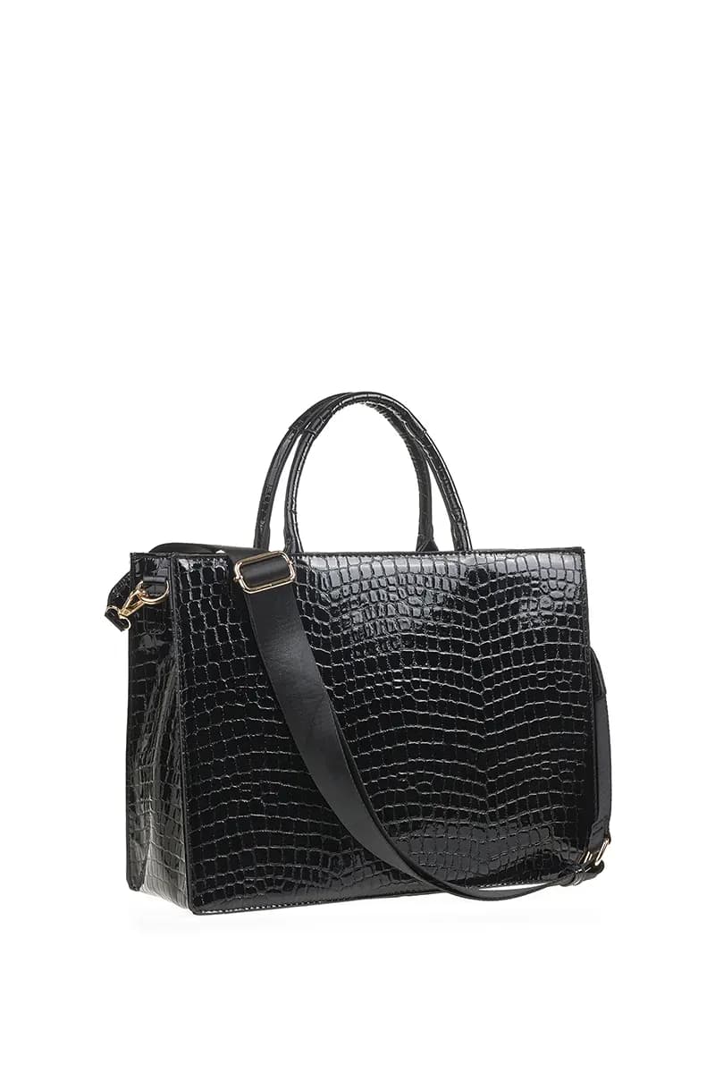 VERDE FASHION | Tote bag effetto pitonato con tracolla - 2