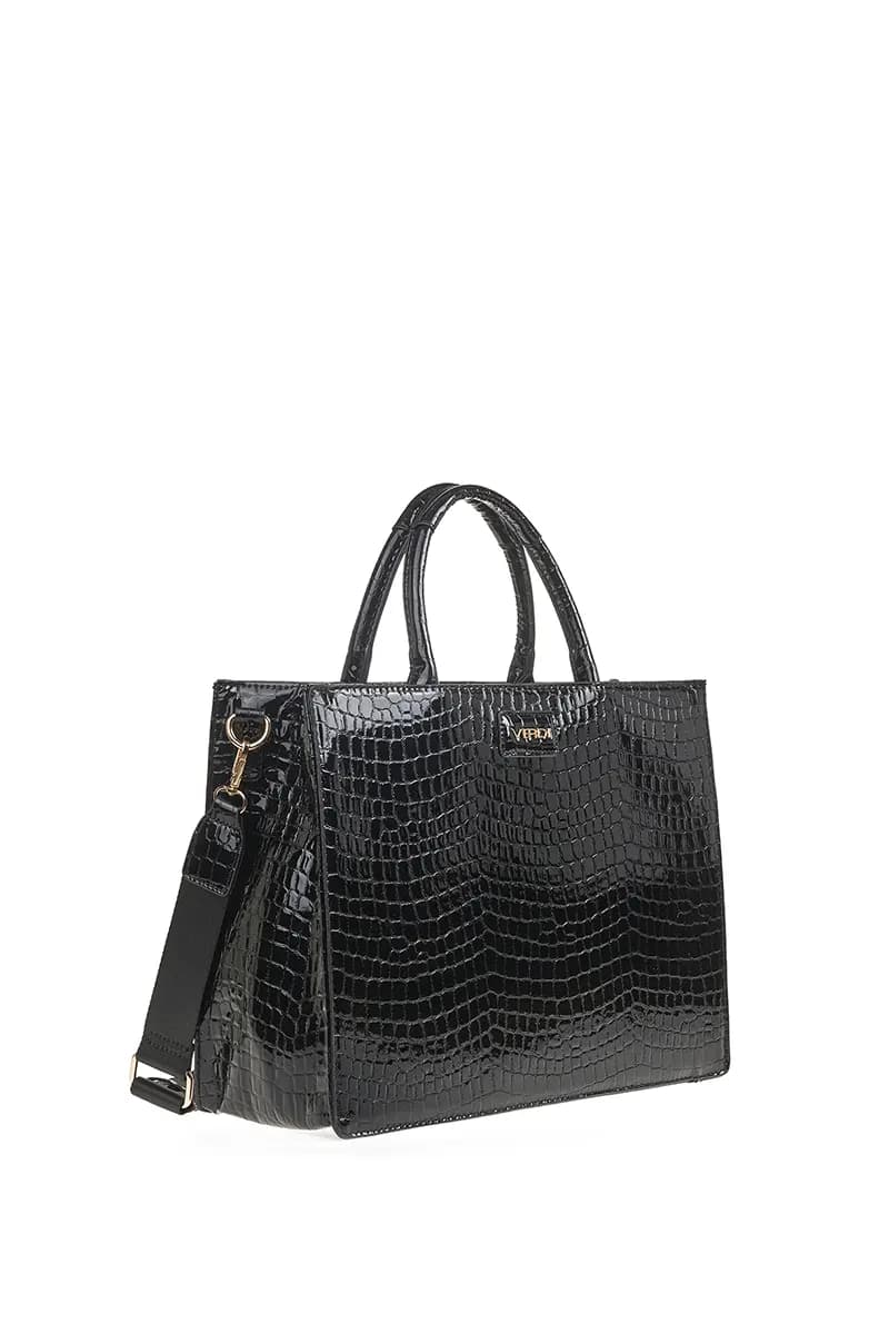 VERDE FASHION | Tote bag effetto pitonato con tracolla - 3