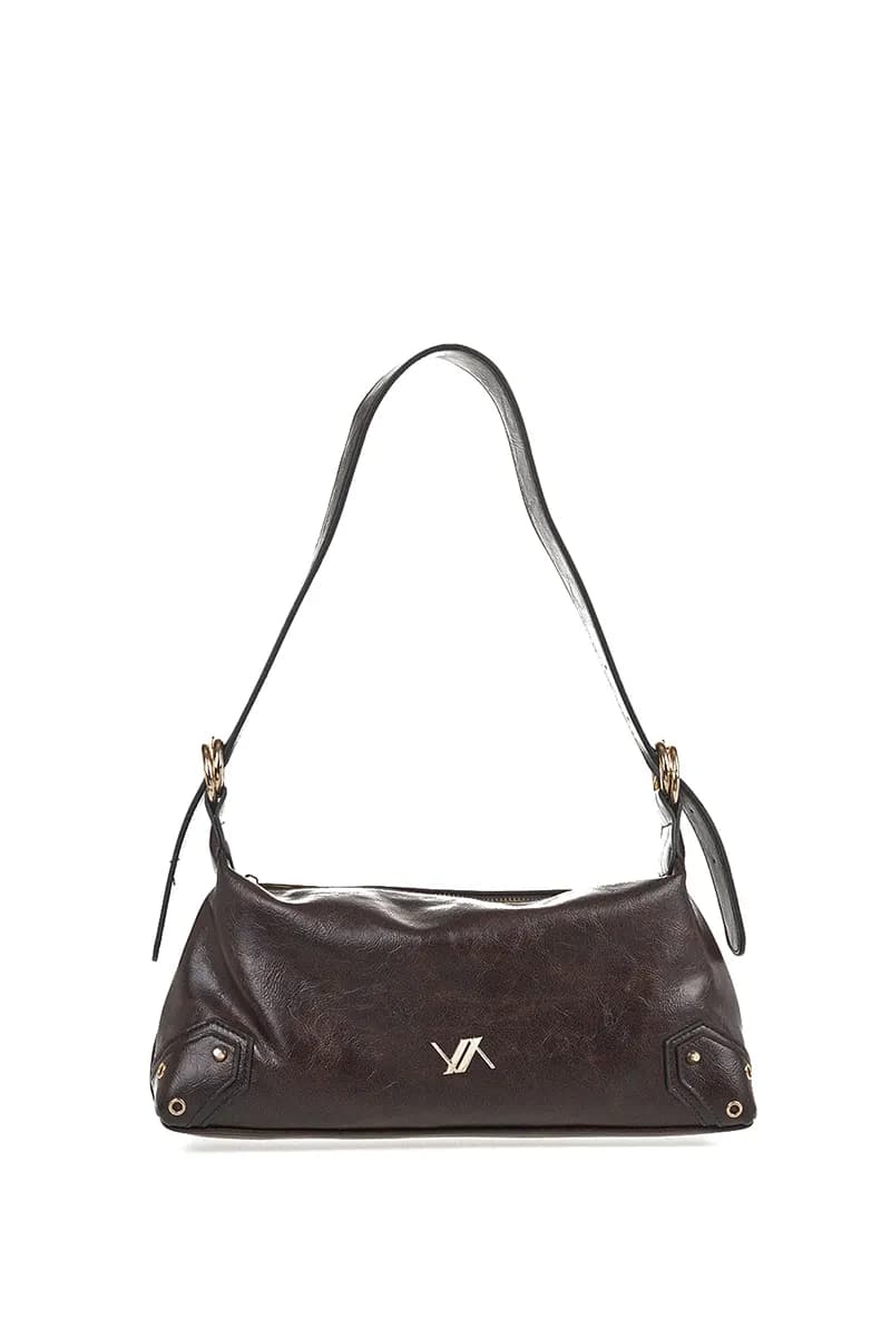VERDE FASHION | Borsa baguette in ecopelle antichizzata - 1