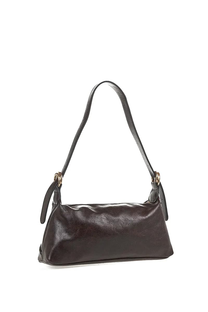 VERDE FASHION | Borsa baguette in ecopelle antichizzata - 2