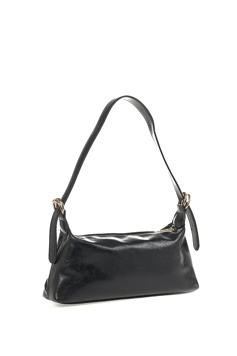 VERDE FASHION | Borsa baguette in ecopelle antichizzata - 6
