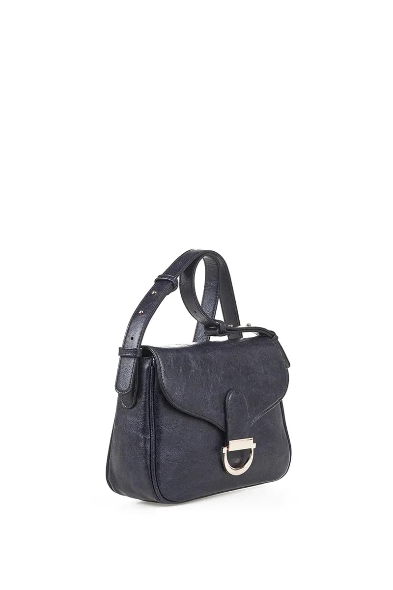 VERDE FASHION | Borsa a tracolla in ecopelle antichizzata - 7
