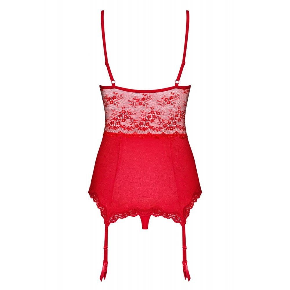 OBSESSIVE LOVICA CORSETTO REGGICALZE ROSSO LUCIDO CON CINGHIE REGOLABILI E PERIZOMA - 7