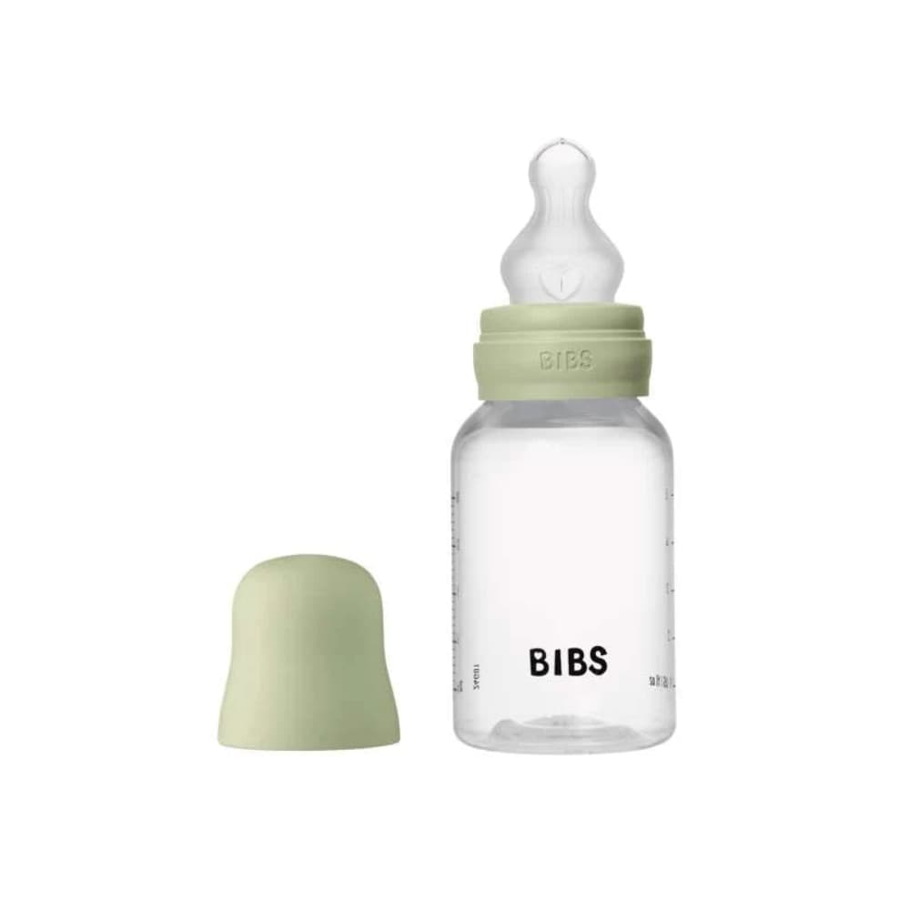 Biberon BIBS in Plastica e Silicone/Flusso Lento/Rotondo 150 ml – Salvia