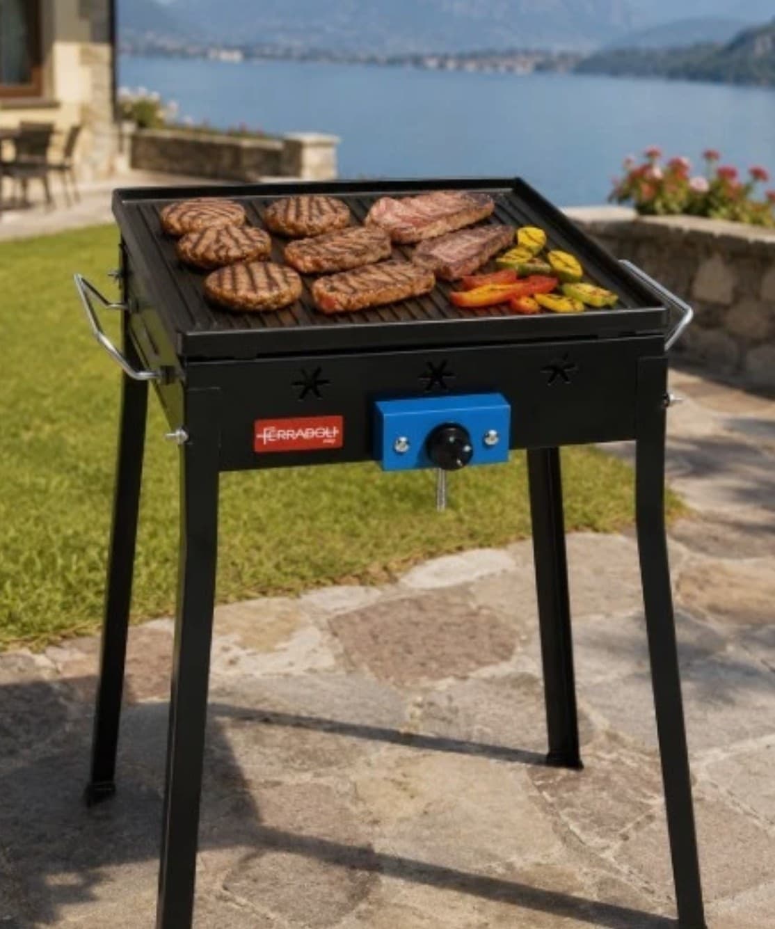 Barbecue Gas   Plancha Mono 40 50x49x70 cm Piastra 38X38 cm GPL 3KW BBQ - 5