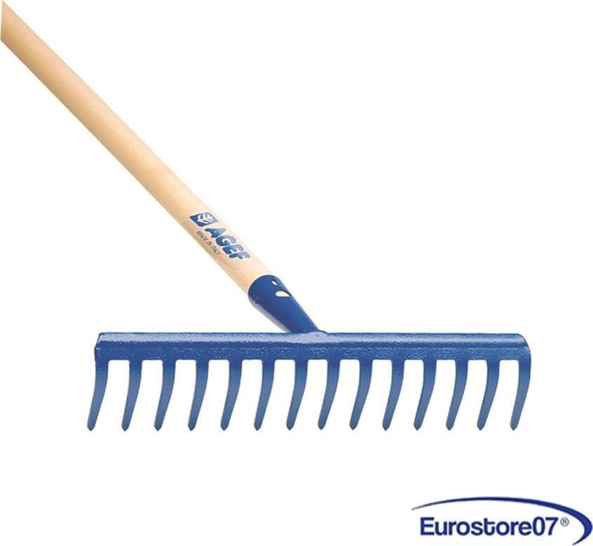 Agef rastrello denti curvi con manico  manico faggio cm.130   - 16  denti