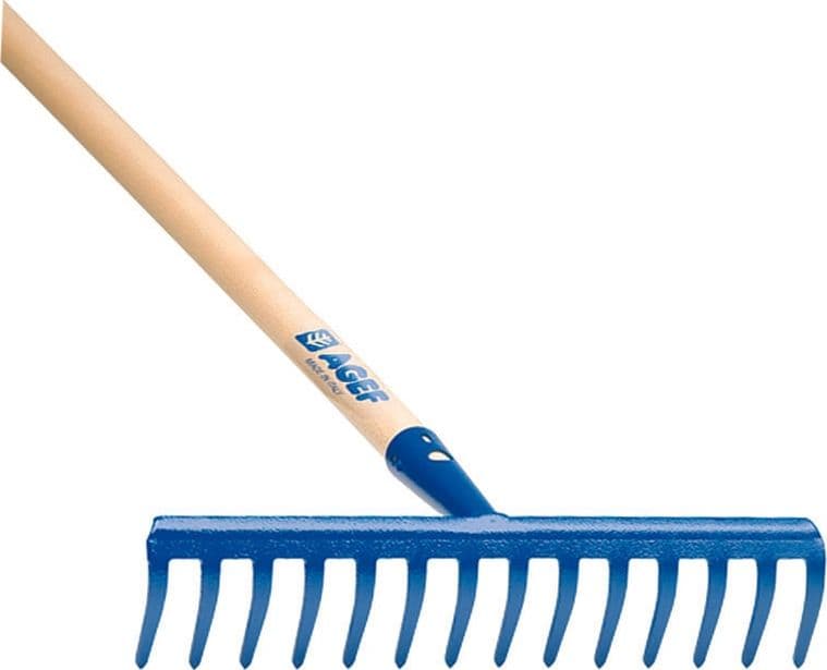 Agef rastrello denti curvi con manico  manico faggio cm.130   - 16  denti - 4