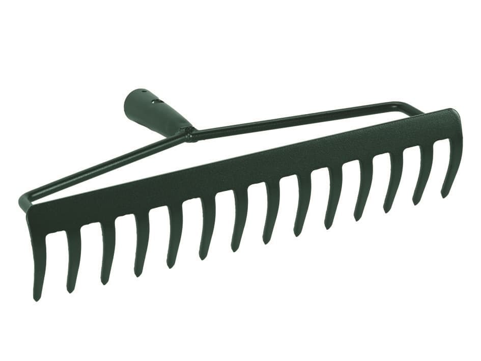 rastrello arco acciaio  cm.35   con attacco manico conico mm.26 - 16 denti  pz 6 - 3