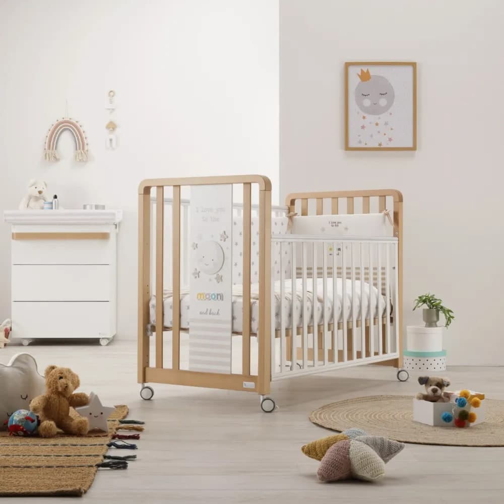 Lettino + Set tessile Glam Moon Azzurra Design Bianco-Naturale - 4