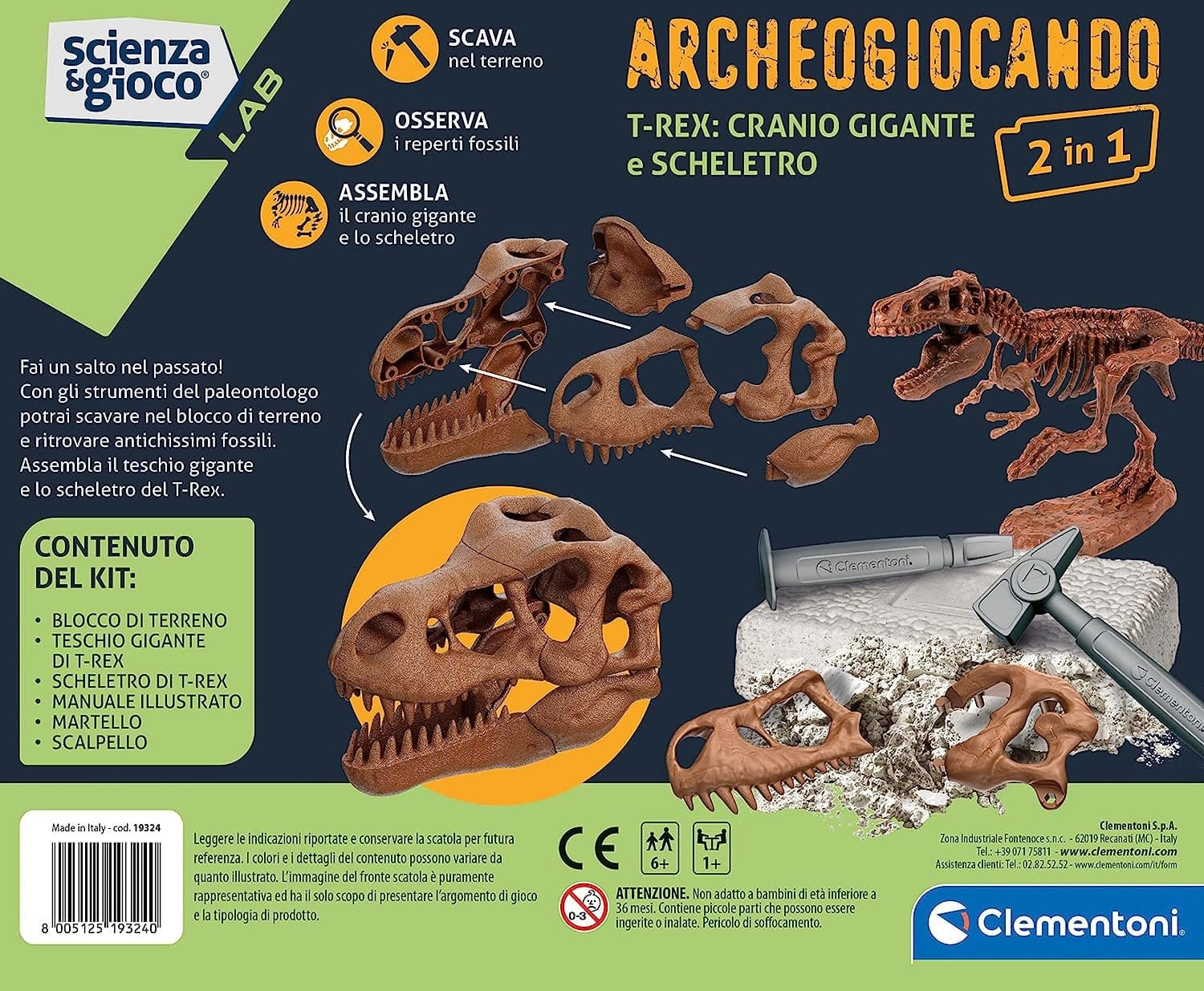 Clementoni - Scienza e Gioco Lab Archeogiocando Dig Trex 19324 - 3